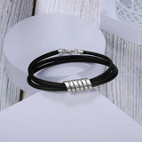 pulsera de cuentas de cuero negro para hombre