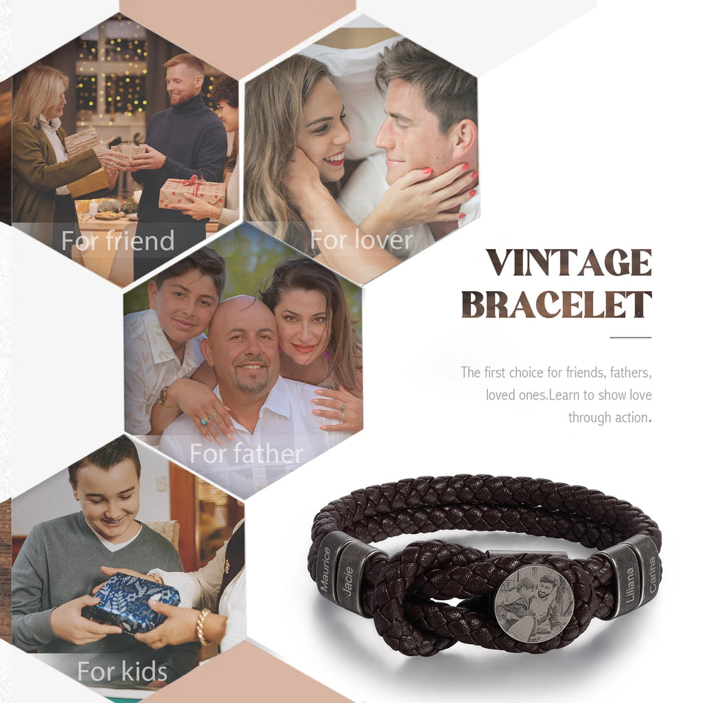 Pulsera de cuero personalizable para hombre