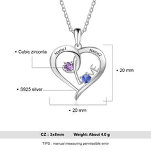 Load image into Gallery viewer, collar de corazón personalizado de plata de ley 925 con piedra natal &quot;LOVE&quot;