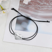 Cargar imagen en el visor de la galería, pulsera de cuerda trenzada con grabado personalizado para mujer