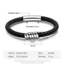 Load image into Gallery viewer, pulsera de cuero negro de acero inoxidable