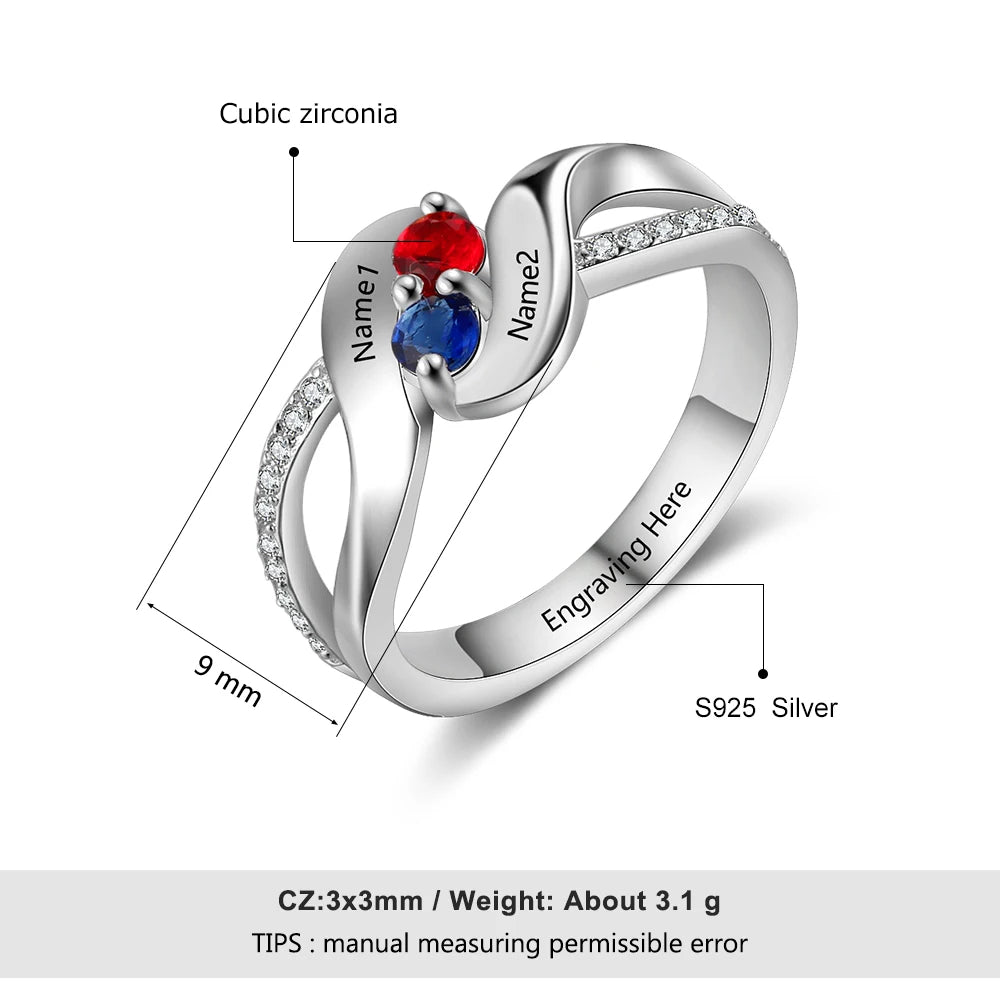 Anillos personalizados de Plata de Ley 925 auténtica para mujer