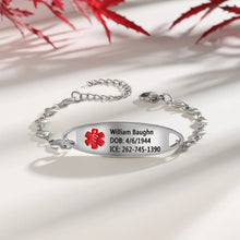 Cargar imagen en el visor de la galería, Pulsera de identificación de alerta médica grabada personalizada para mujer