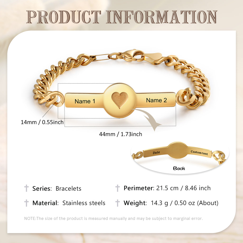 Pulseras de cadena de corazón cruzado personalizadas para mujer