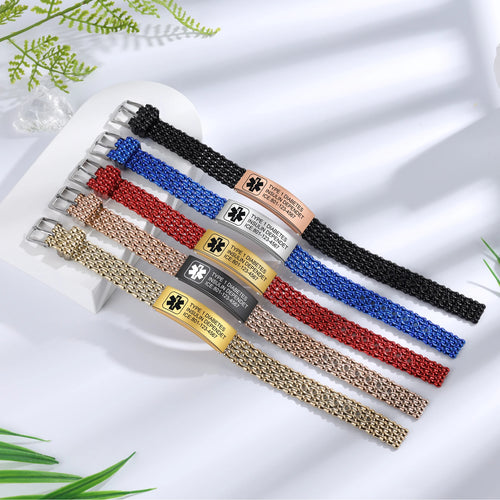 Pulseras de identificación de alerta médica de emergencia con grabado personalizado para hombres