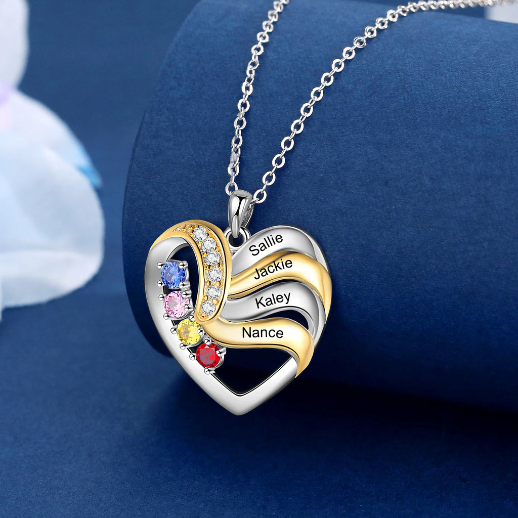 Collar con colgante de corazón de amor personalizado para mujer