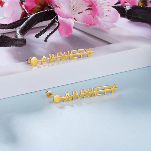 pendientes de gota con placa de identificación personalizada para mujer