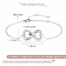 Load image into Gallery viewer, Pulsera Infinity personalizada de Plata de Ley 925 con piedra natal de corazón