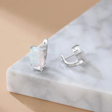 Cargar imagen en el visor de la galería, pendientes de aro de ópalo rectangulares para mujer