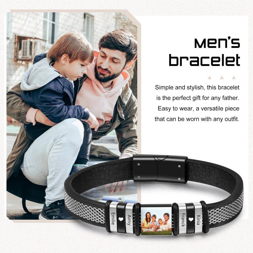 Pulseras con foto personalizables para hombres y niños