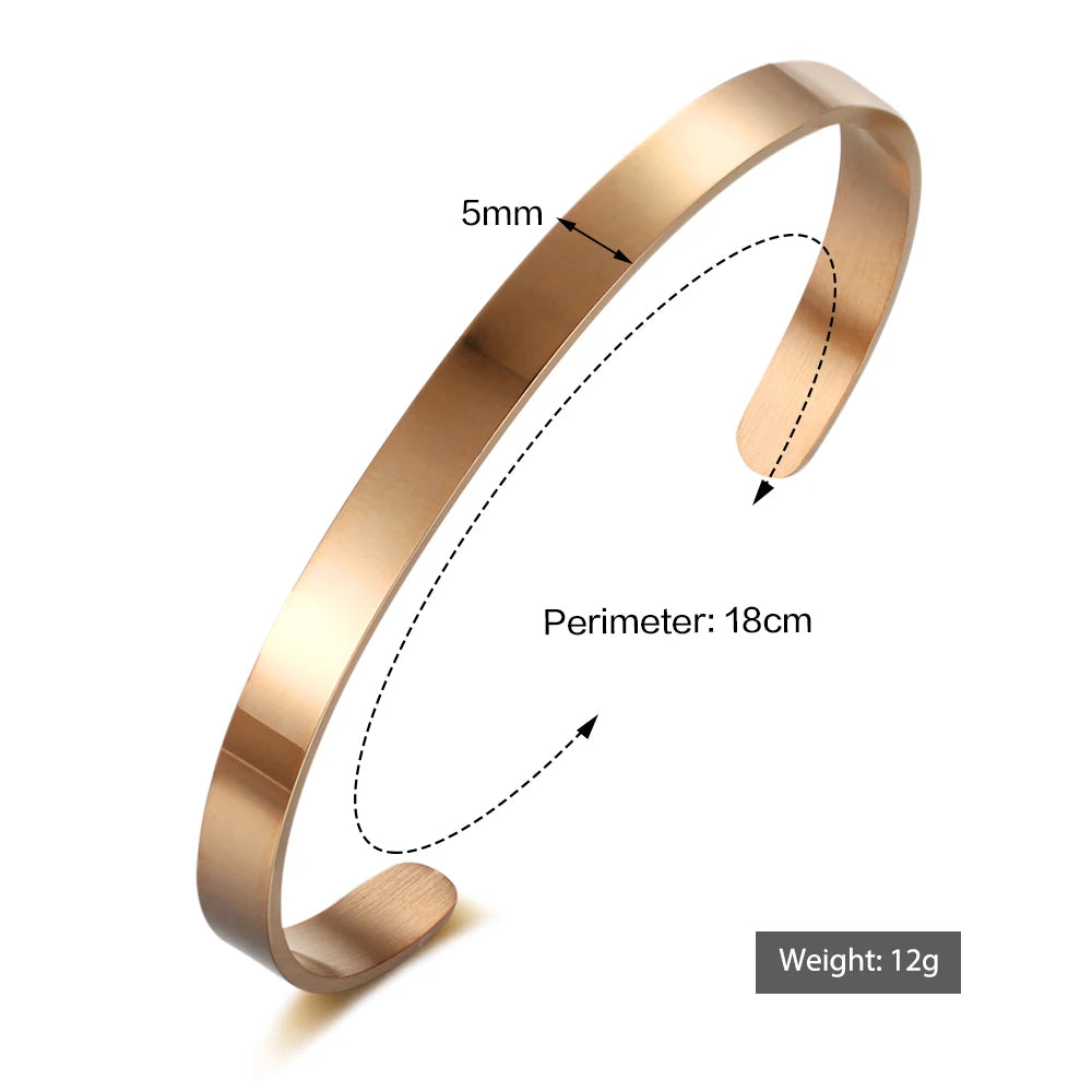 Brazaletes de identificación personalizados de 5mm para mujer