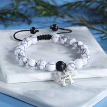 Load image into Gallery viewer, Pulsera de cuentas ajustable con nombre grabado personalizado para hombres y mujeres