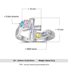 Load image into Gallery viewer, Anillos de plata de ley 925 personalizados con incrustaciones de 5 piedras preciosas grabadas para mujer