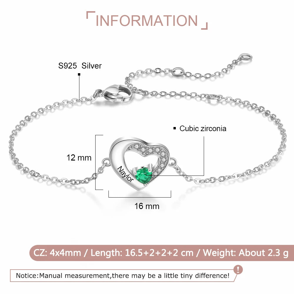 Pulsera personalizada de Plata de Ley 925 con nombre grabado para mujer