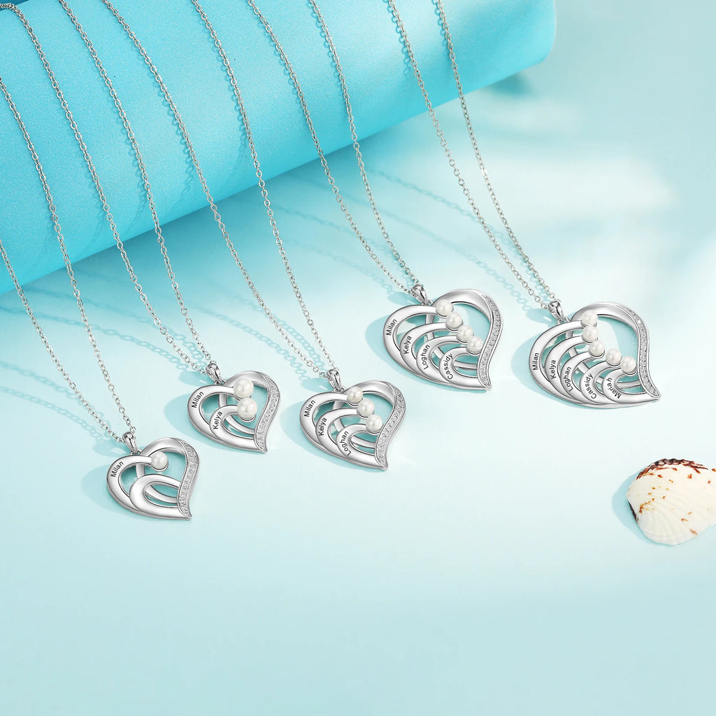 Collar de corazón de perlas personalizado