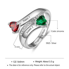 Load image into Gallery viewer, Anillo de Plata de Ley 925 personalizable con 2 nombres