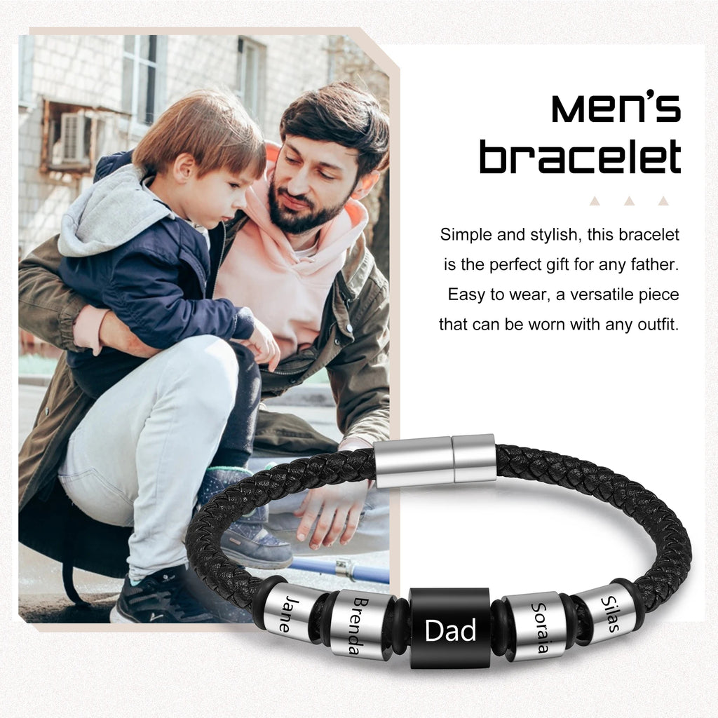 Pulsera de cuero personalizable para hombre