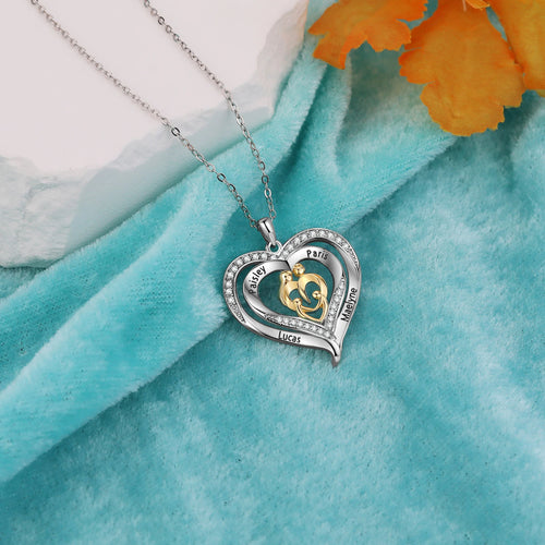 Colgante de corazón con grabado de nombre personalizado para mujer