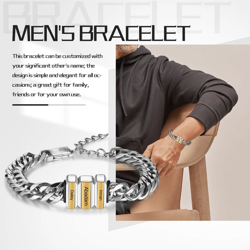 Pulsera de cuentas personalizable para hombre