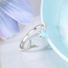 Load image into Gallery viewer, Anillos minimalistas de ópalo azul para mujer