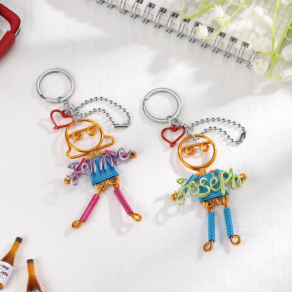 JewelOra-llavero con placa de identificación personalizada para niño y niña, llaveros de alambre de aluminio con nombre personalizado para mujer, regalos de cumpleaños