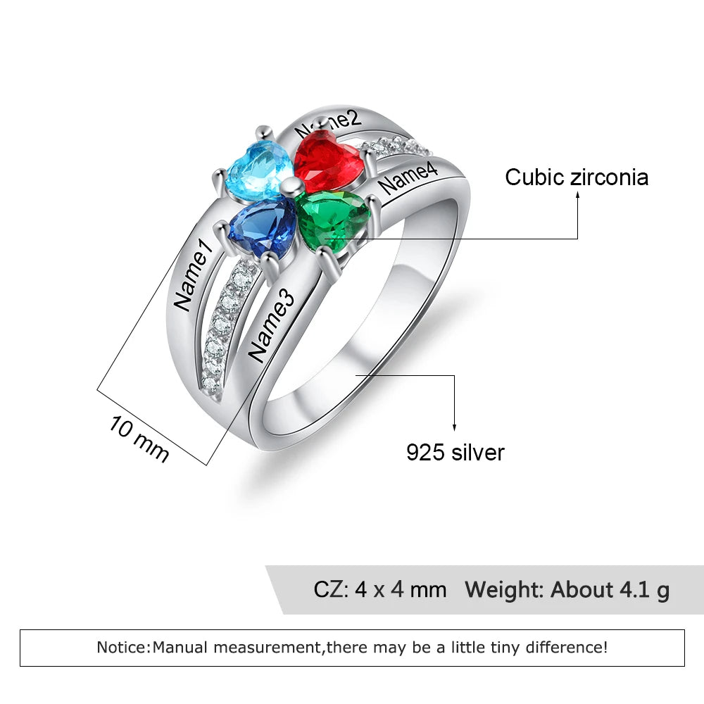 Anillo de Plata de Ley 925 personalizado para madres