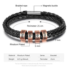 Cargar imagen en el visor de la galería, Pulseras de cuero personalizadas para hombre