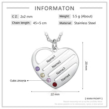 Load image into Gallery viewer, collar y colgante de corazón con grabado personalizado