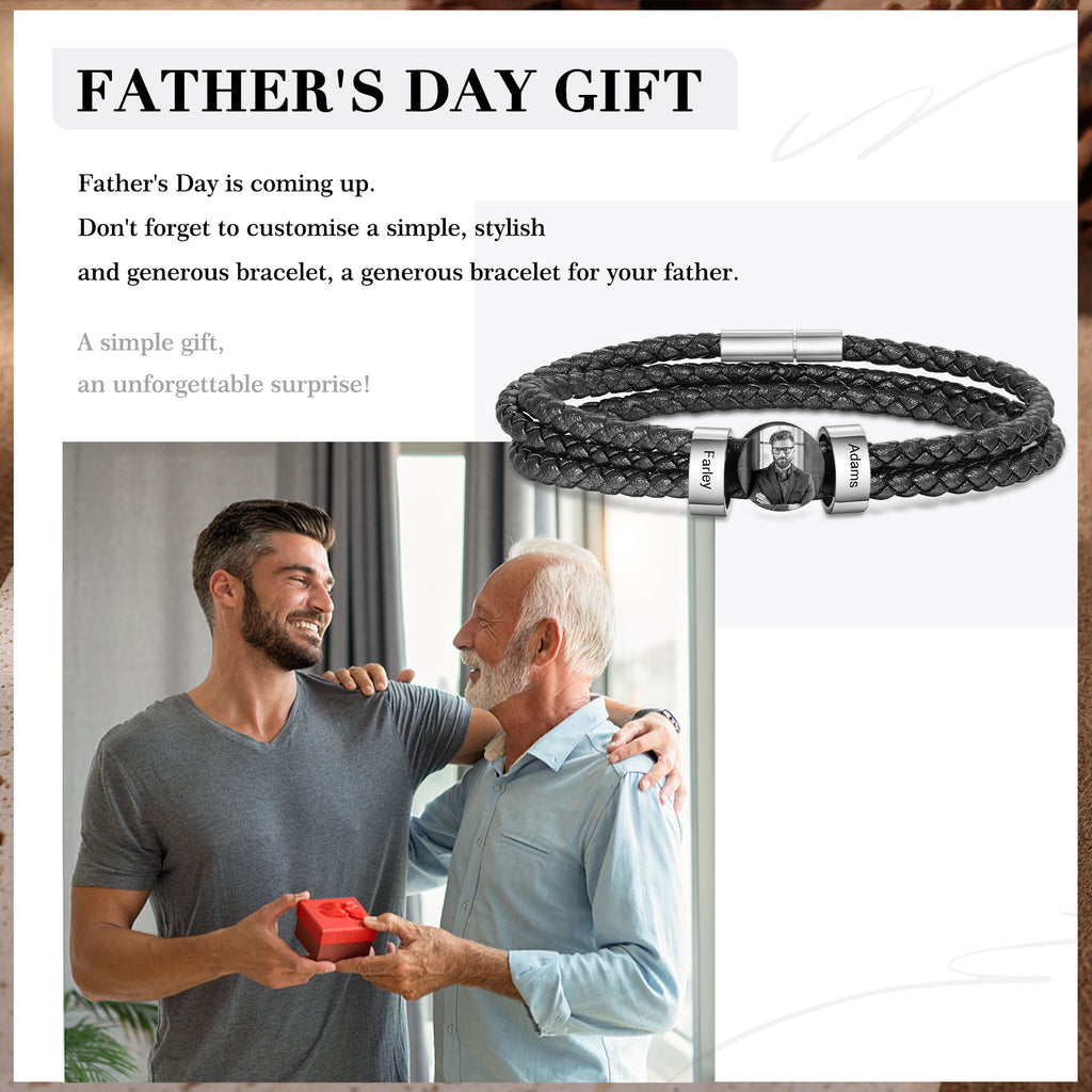 Pulsera de cuero personalizable con cuentas para hombre