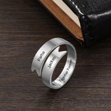 Load image into Gallery viewer, Anillos de acero inoxidable personalizados con nombre para mujer