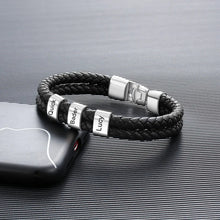 Load image into Gallery viewer, Pulsera de cuero trenzado y acero inoxidable para hombre