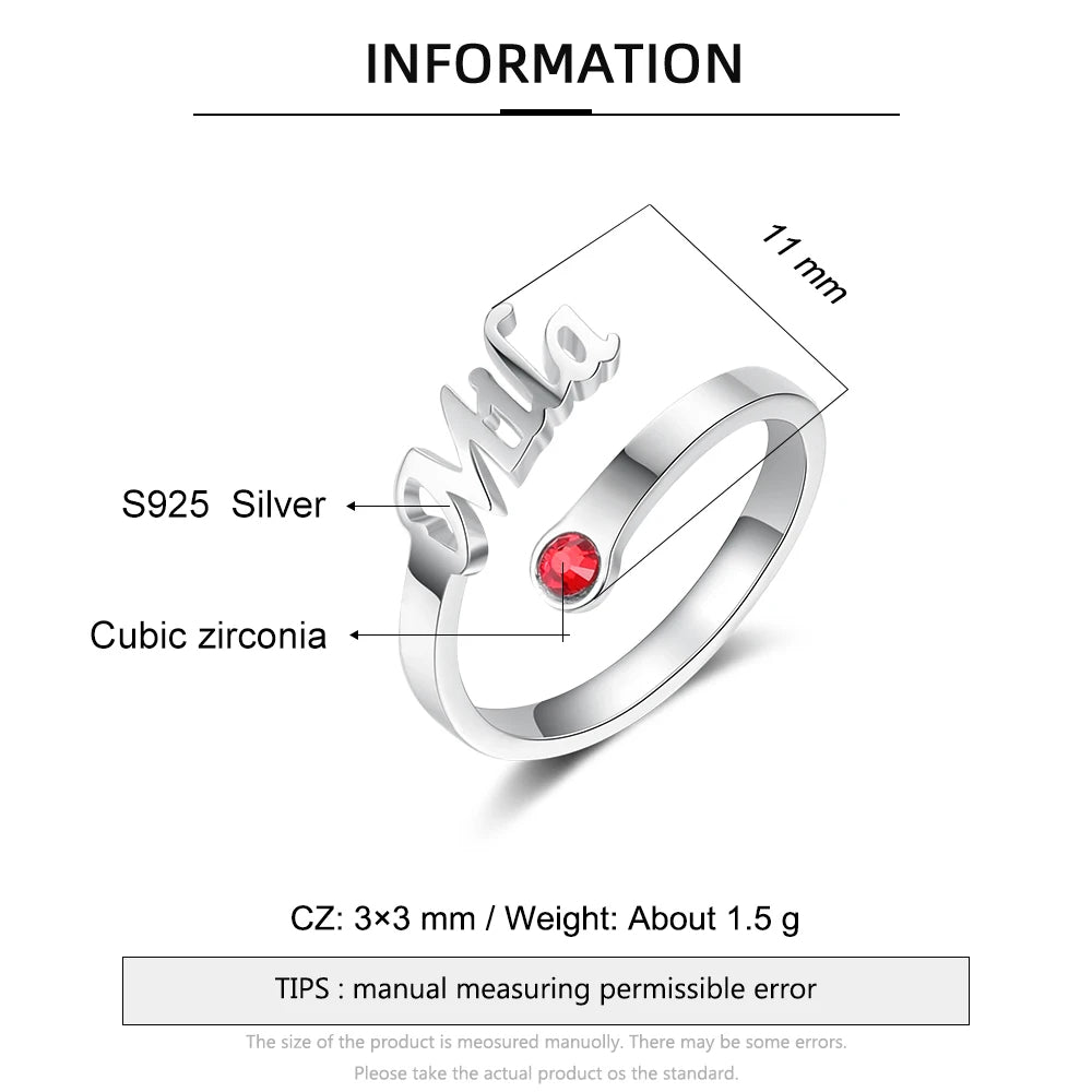 Anillo de Plata de Ley 925 con nombre personalizado