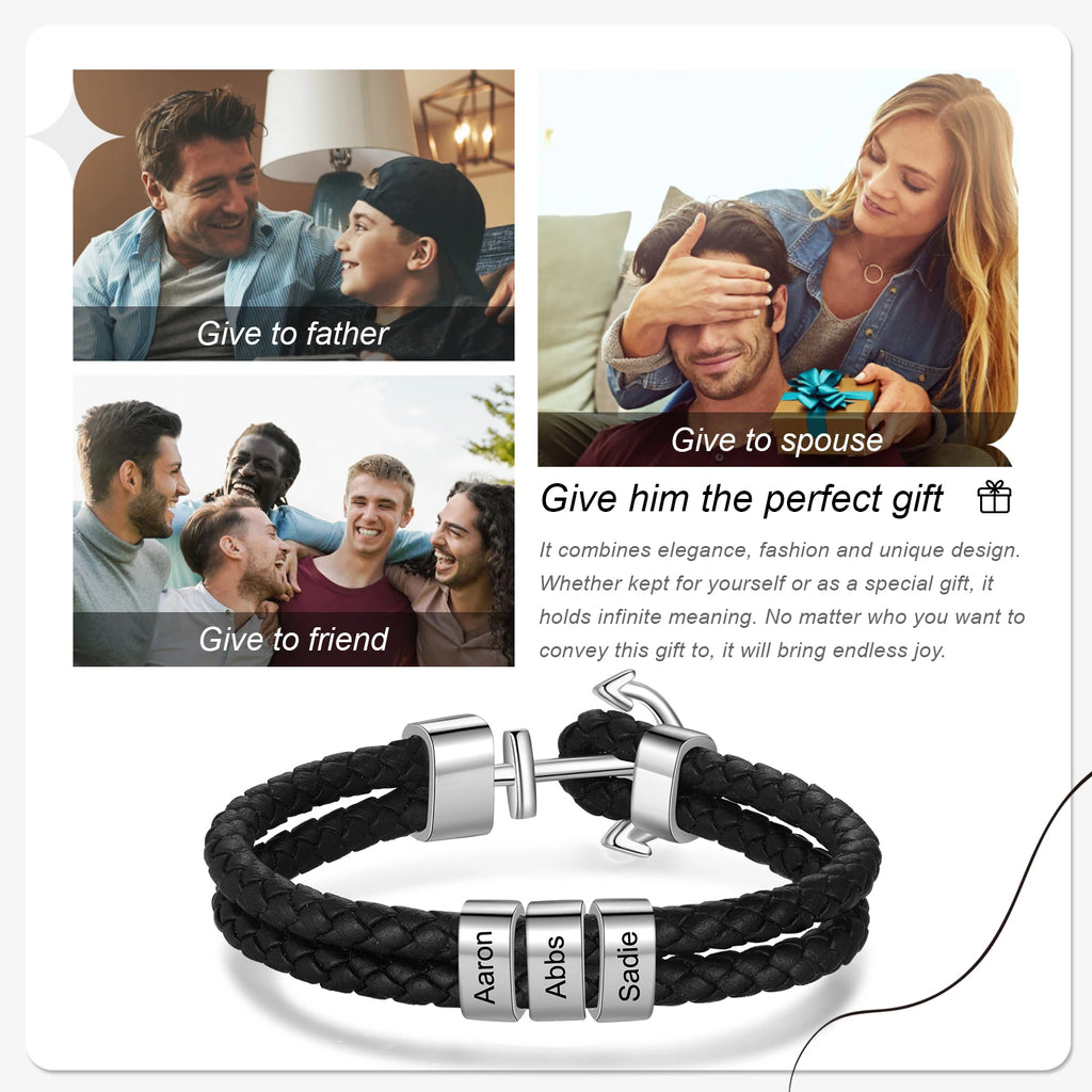 Pulsera de cuentas personalizable para hombre