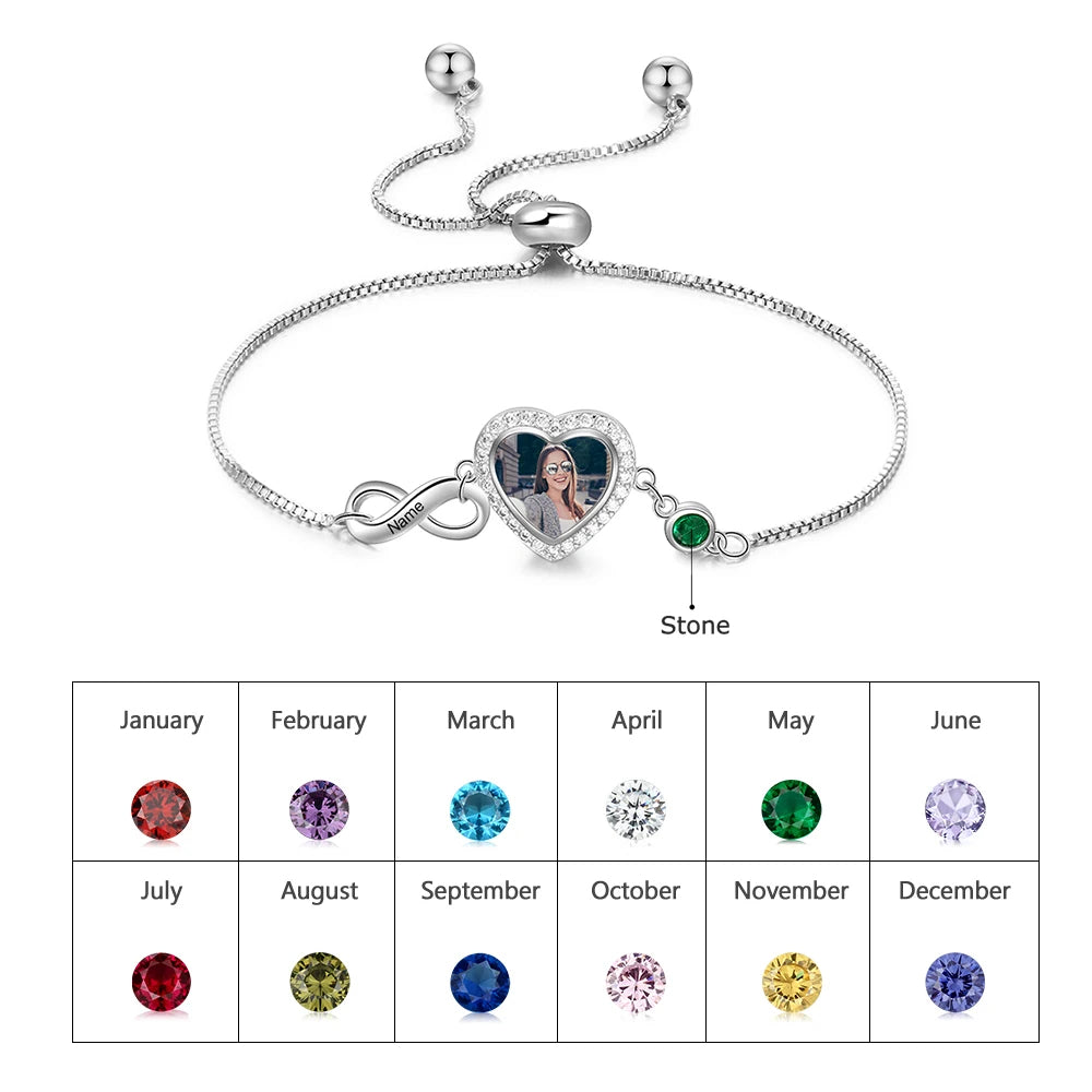 pulsera personalizada con foto de corazón para mujer