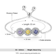 Cargar imagen en el visor de la galería, Pulseras de lujo personalizadas con 3 piedras preciosas para mujer