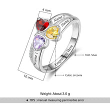 Load image into Gallery viewer, Anillo de Plata de Ley 925 personalizado con diseño de corazón y piedra natal