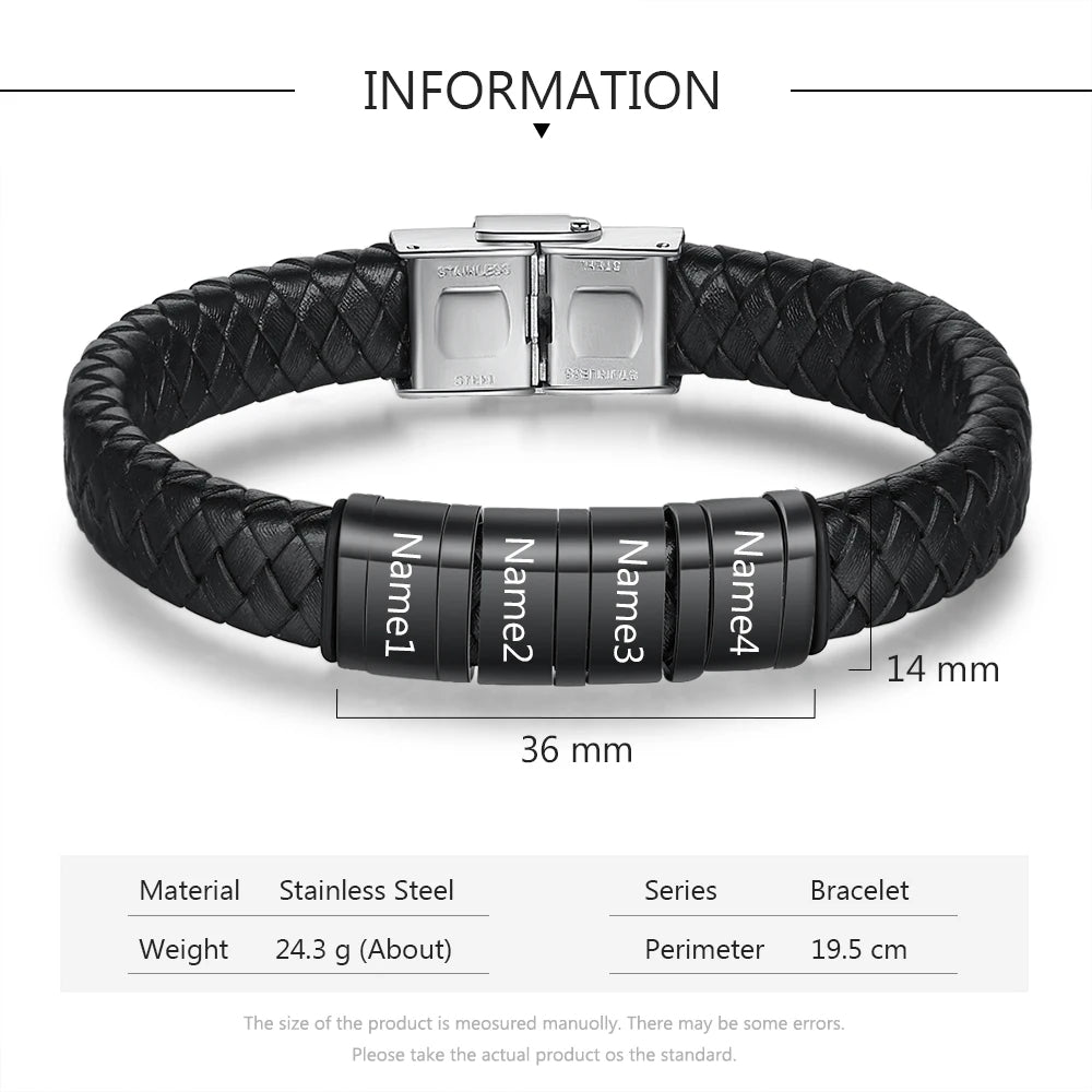 pulsera de cuero trenzado para hombre