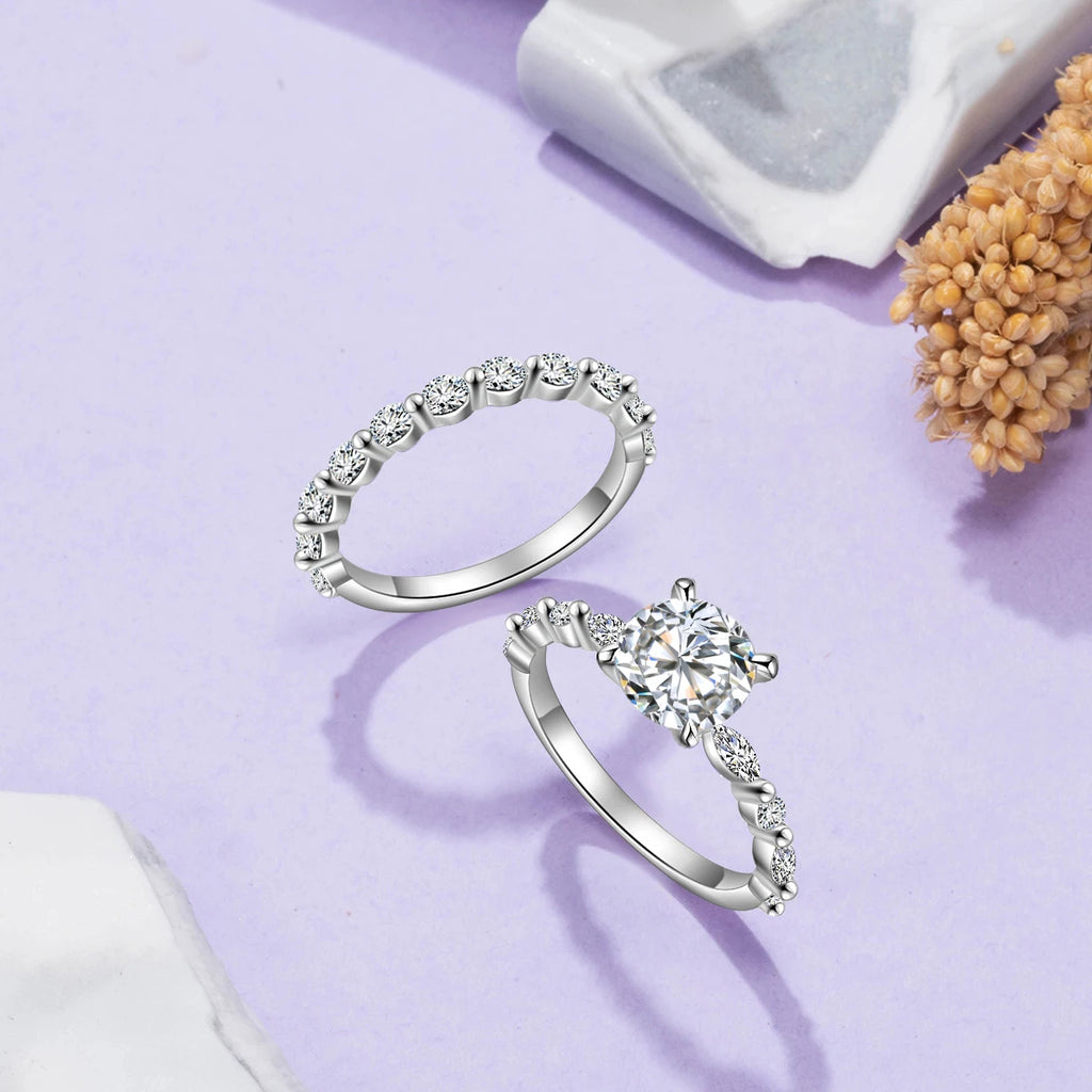 anillos de diamante de moissanita para mujer