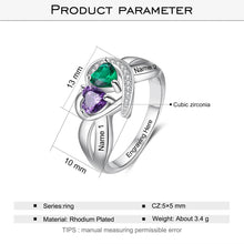 Load image into Gallery viewer, Anillos de piedra natal de corazón personalizados para mujer