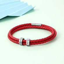 Load image into Gallery viewer, Pulsera de cuero de acero inoxidable con grabado personalizado para hombre y mujer