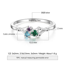 Load image into Gallery viewer, Anillos personalizados de Plata de Ley 925 con 3 piedras de nacimiento para mujer