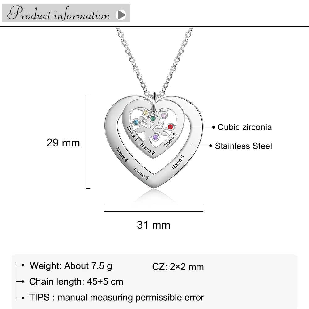 Designer Personalized Tree of Life Heart Pendant