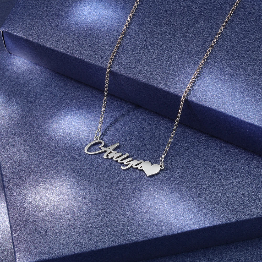 Collares de plata de ley 925 con nombre personalizado para mujer