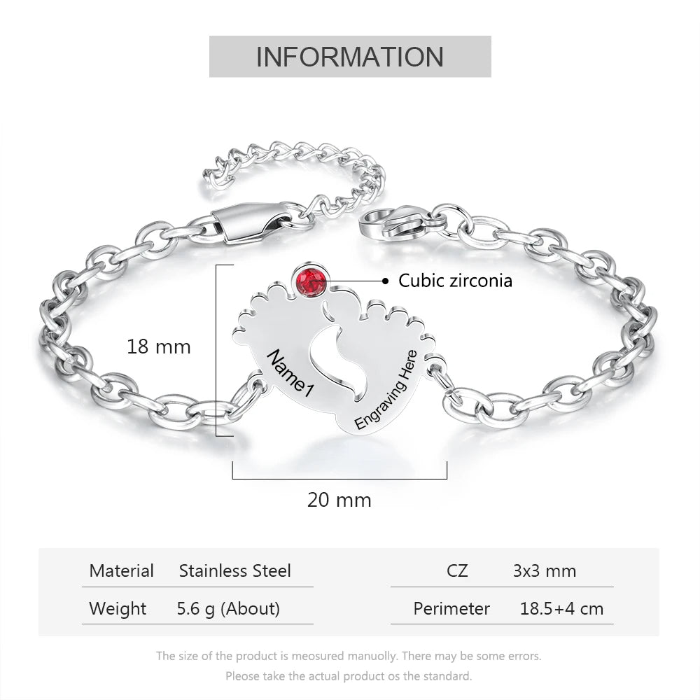 pulsera personalizada de acero inoxidable con grabado de nombre y fecha