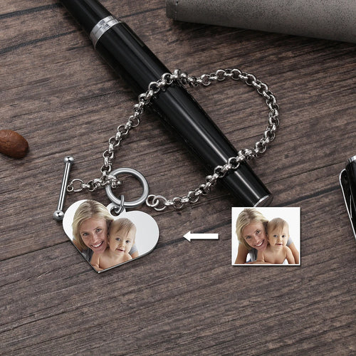 Pulseras personalizadas con foto de corazón para mujer