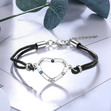 Cargar imagen en el visor de la galería, pulsera de corazón personalizada con 3 piedras de nacimiento