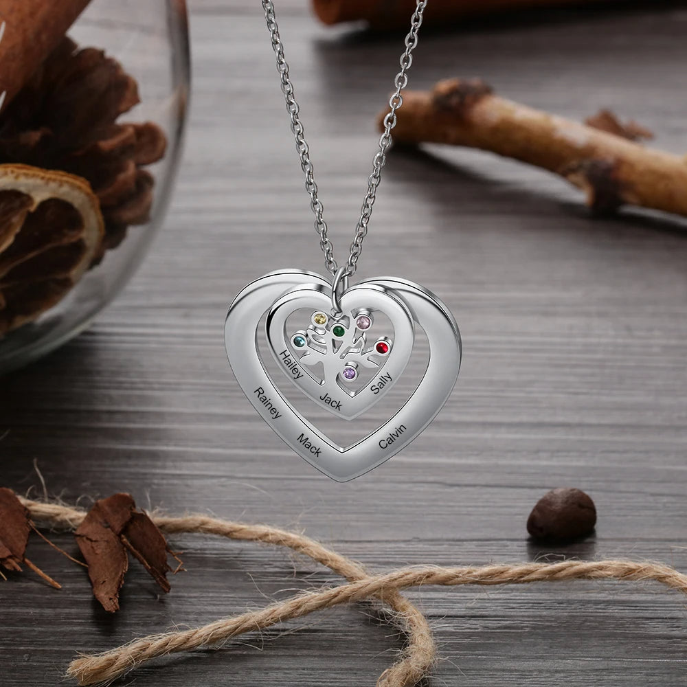 Designer Personalized Tree of Life Heart Pendant