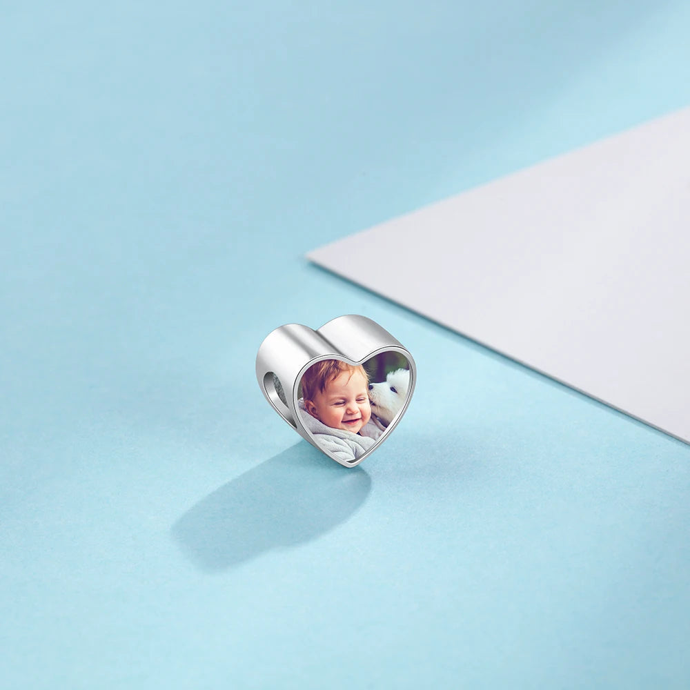 Cuentas personalizables para fabricación de joyas, abalorios con forma de corazón y pies de bebé, aptos para pulsera, collares y fotos personalizadas, (JewelOra AS101983)