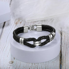 Load image into Gallery viewer, pulsera de cuero con cuentas personalizadas para hombre