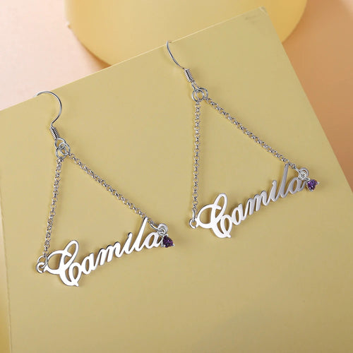 pendientes colgantes con nombre personalizado para mujer
